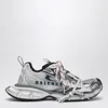 Balenciaga 3xl Split Logo Nylon And Mesh Sneakers In Gray