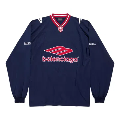 Balenciaga 3b Football Long-sleeved T-shirt In Blue