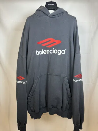 Pre-owned Balenciaga 3b Icon Logo Hoodie In Faded Black