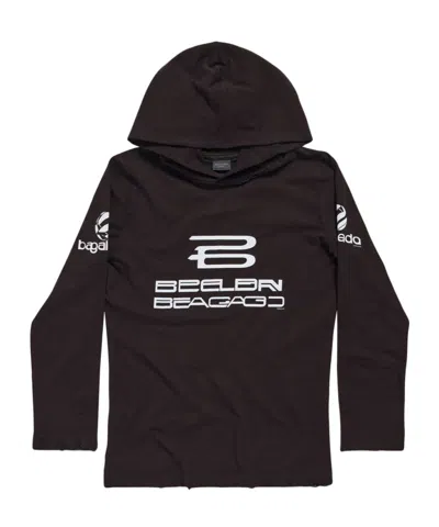 Balenciaga 3b Icon Printed Hoodie In Black