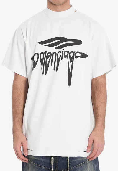 BALENCIAGA 3B LIQUEFIED OVERSIZED CREWNECK T-SHIRT