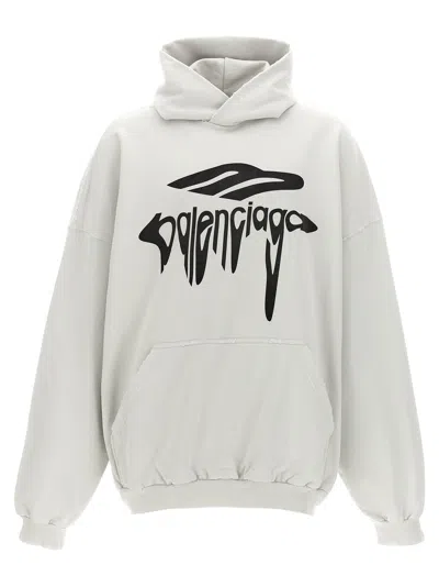 BALENCIAGA 3B LIQUEFIED SWEATSHIRT WHITE