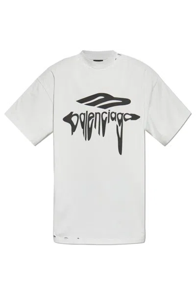 BALENCIAGA LIGHT GREY COTTON OVERSIZE T-SHIRT