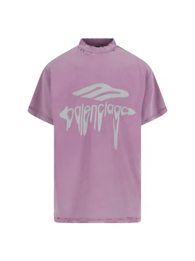 Balenciaga Short-sleeved T-shirt In Purple