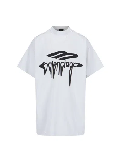 Balenciaga '3b Liquefied' T-shirt In White