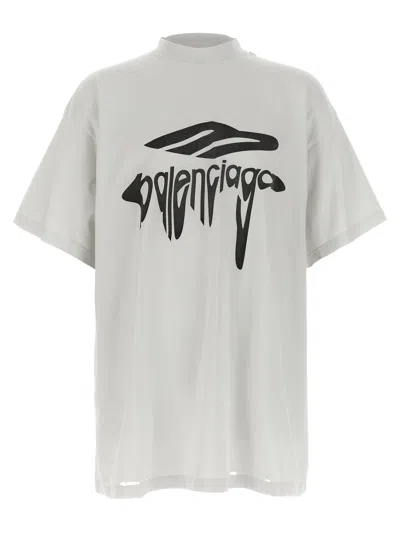 Balenciaga Grey 3b Liquefied Oversized T-shirt In White