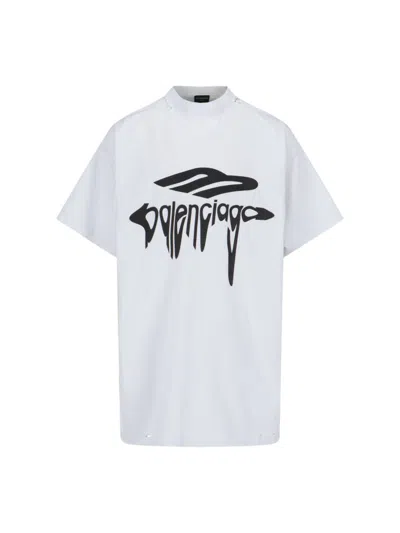 Balenciaga '3b Liquefied' T-shirt In White