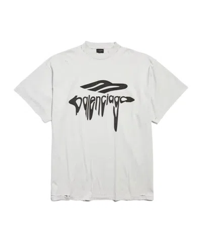 Balenciaga Grey 3b Liquefied Oversized T-shirt In White