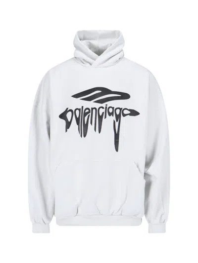 Balenciaga "3b Liquified" Hoodie In White