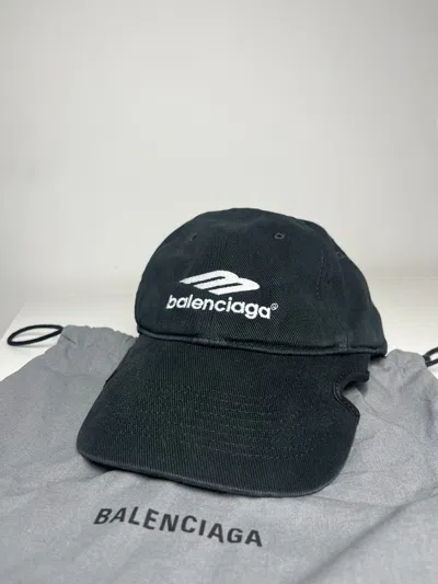 Pre-owned Balenciaga 3b Logo Cap In Black