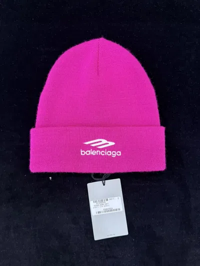 Pre-owned Balenciaga 3b Sport Icon Beanie Hat In Pink