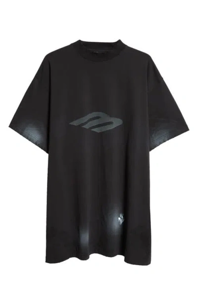 Balenciaga 3b Sport Icon Oversize Graphic T-shirt In 1083 Faded Black