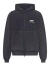 Balenciaga Black Hoodie With Kangaroo Pocket And Logo On The Front In Cotton Man In Blue
