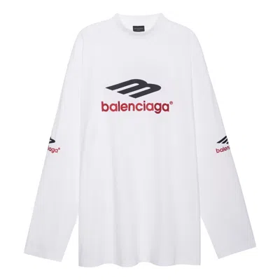 Balenciaga 3b Sports Icon Long Sleeve T-shirt Oversized 'white Black Red'