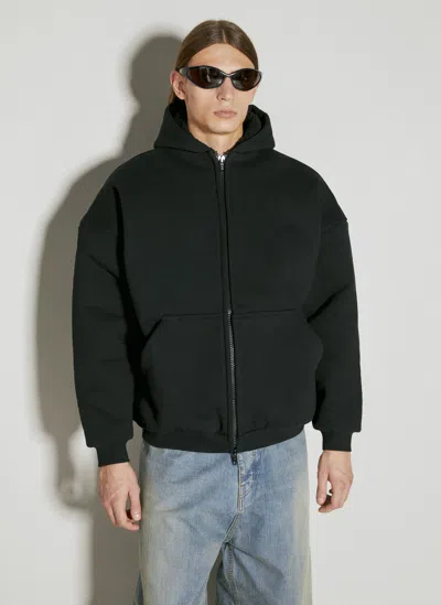 Balenciaga 3b Sports Icon Outerwear Zip-up Hooded Sweatshirt In Black