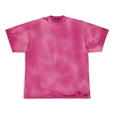 Balenciaga 3b Sports Icon Repaired Oversized T-shirt 'dark Fucshia' In Pink
