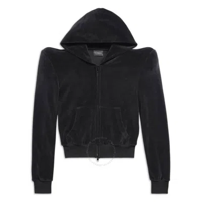 Balenciaga 3b Sports Icon Round Shoulder Hoodie In Black