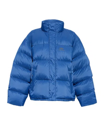 Balenciaga Long-sleeved Down Jacket In Blue