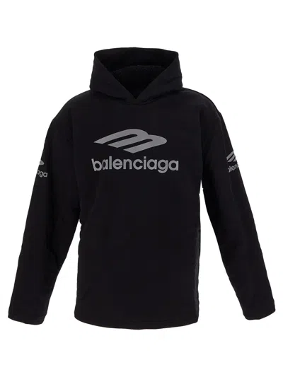 Balenciaga 3b Sports Icon Water Repellent Hoodie In Black
