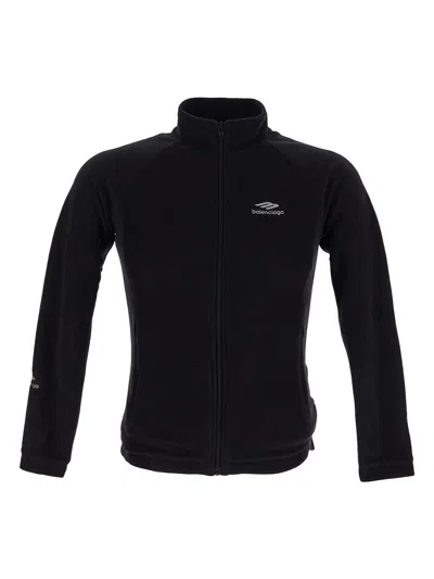 Balenciaga 3b Sports Icon Zip-up Jacket In Black