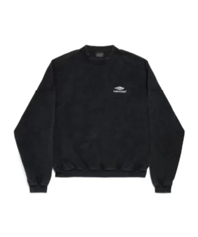 Balenciaga 3b Sports Lcon Inside Outoversized Crewneck In Black