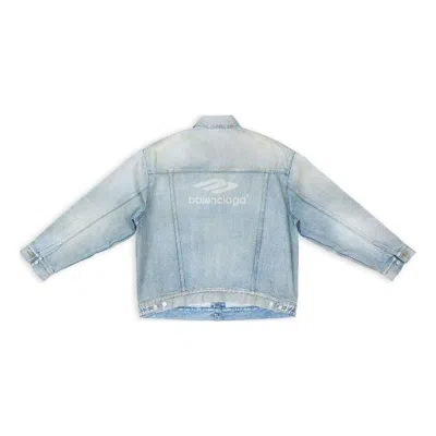 Balenciaga 3b Sports Vintage Denim Jacket Large Fit 'light Blue'