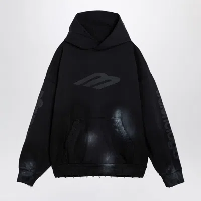 BALENCIAGA BALENCIAGA 3B STENCIL HOODIE BLACK WITH SPOTS