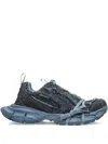 Balenciaga 3xl Distressed Lace-up Sneakers In Blue
