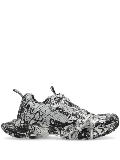 Balenciaga 3xl Extreme Graffiti Print Sneakers In White