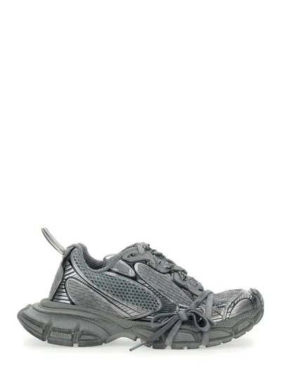 Balenciaga 3xl Grey Low Top Sneakers With Logo Detail In Tech Fabric Woman In Gray