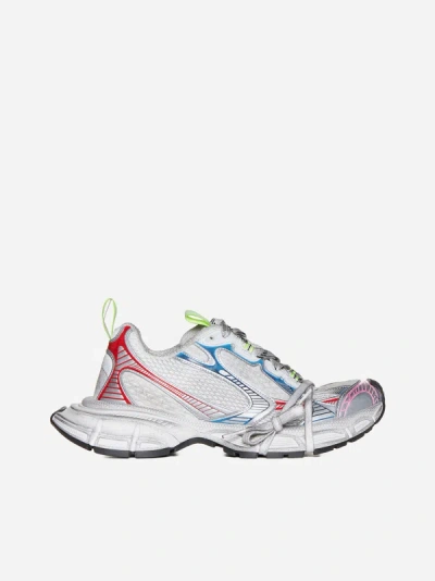 Balenciaga 3xl Distressed-mesh Trainers In White,red,blue