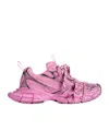 Balenciaga 3xl Distressed Canvas Chunky Trainer Sneakers In Pink