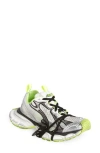 Balenciaga 3xl Distressed Mesh And Rubber Sneakers In White/black/fluo Yellow