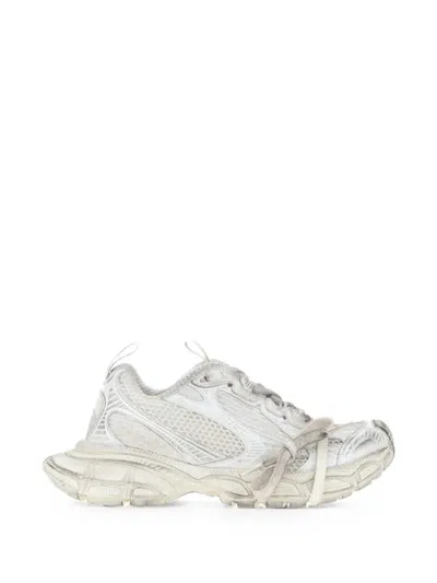 Balenciaga White Polyurethane Polyester Sneakers In Silver