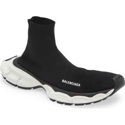 Balenciaga 3xl Sock Logo-print Stretch-knit Slip-on Sneakers In Black