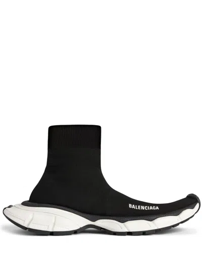 Balenciaga 3xl Sock Logo-print Stretch-knit Slip-on Sneakers In Black