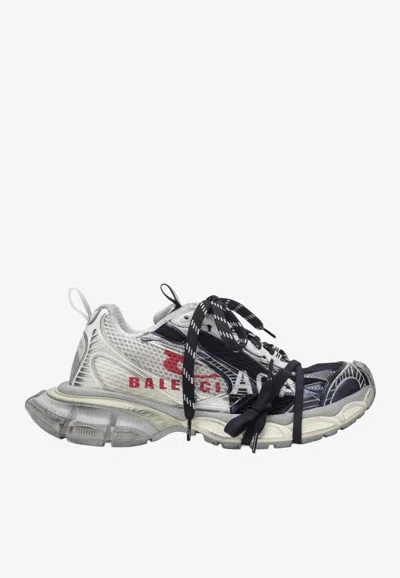 Balenciaga 3xl Split Logo Nylon And Mesh Sneakers In Neutral