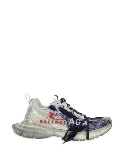 Balenciaga 3xl Split Logo Nylon And Mesh Sneakers In Neutral