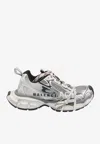 Balenciaga 3xl Split Logo Nylon And Mesh Sneakers In Silver