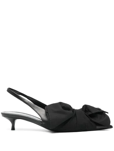 Balenciaga Knife Chemise 45 Leather Slingback Pumps In Black