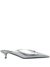 Balenciaga 40mm Pointed-toe Leather Mules In Silver