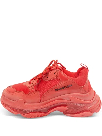 Pre-owned Balenciaga 41 Triple S Stacked Sole Sneakers In Red