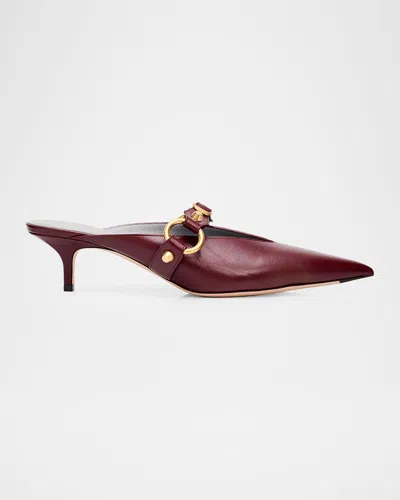 Balenciaga 45mm City Leather Mules In Bordeaux
