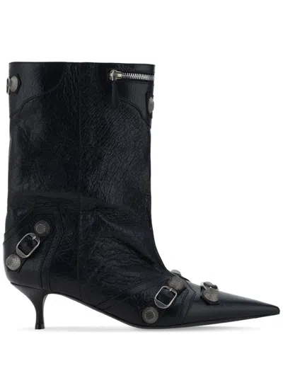 Balenciaga Cagole 50 Mid-calf Boots In Nappa Leather In Black