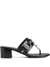 Balenciaga Thong Sandals Block Heel In Black