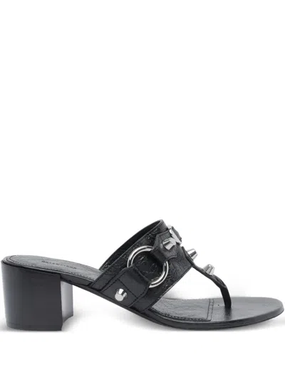 Balenciaga Thong Sandals Block Heel In Black
