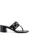 Balenciaga 50mm Studs Buckle Leather Heeled Sandals In Black