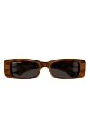 Balenciaga Logo Rectangle Acetate Sunglasses In Havana