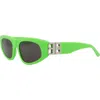 Balenciaga 53mm Rectangle Sunglasses In Green Silver Grey