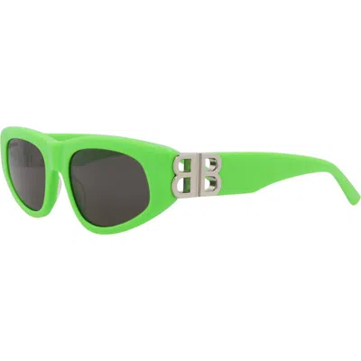 Balenciaga 53mm Rectangle Sunglasses In Green Silver Grey